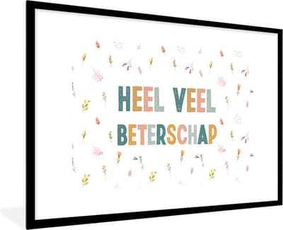 Fotolijst incl. Poster - Sterkte - Quotes - Bloemen - Pastel - 120x80 cm - Posterlijst