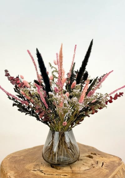 Droogbloemen boeket "Luxury Night" (Small) - inclusief vaas | 35cm | Prachtig subtiel boeket | Perfect voor ieder interieur
