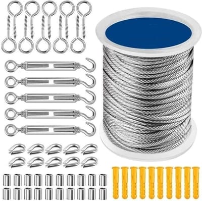 Set staalkabels, staalkabel, Roestvrij staaldraadset, ophangset, waslijn, tentsnoer, kabel(Type1 30M)