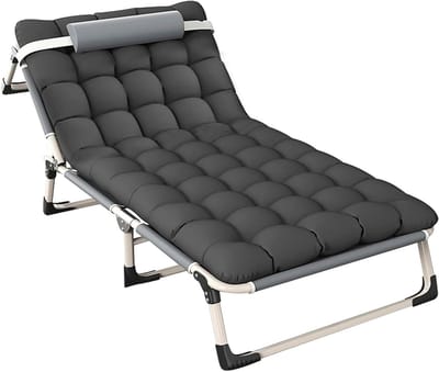 Opvouwbaar campingbed - Verstelbaar slaapbed - Ontspannen buiten - 4 standen verstelbaar - 190x75 cm - Grijs