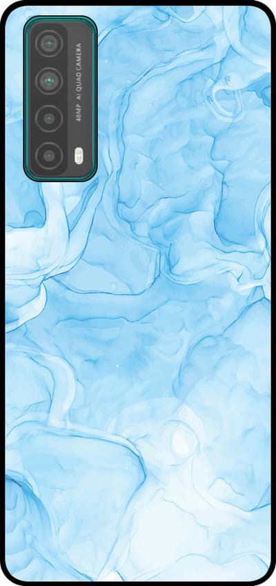 Smartphonica Telefoonhoesje Geschikt voor Huawei P Smart (2021) met marmer opdruk - TPU backcover case marble design - Lichtblauw geschikt voor Huawei P Smart (2021)