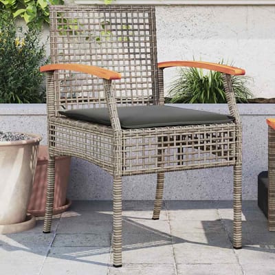 vidaXL - Tuinstoelen - 2 - st - met - kussens - poly - rattan - en - acaciahout - grijs
