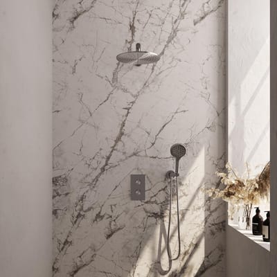 Brauer Brushed Carving Thermostatische Regendoucheset Inbouw - Hoofddouche 30 cm - Rechte Wandarm - 3 Weg - Handdouche 3 Standen - Doucheslang - Wandaansluitbocht - Rvs