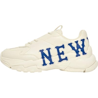 MLB Big Ball Chunky New York Yankees Cuir Toile Tendance Antidérapant Durable Basse Top Chaussures de Papa Baskets Unisexe Blanc Bleu 3ASHBCP3N-50WHS 38 blue