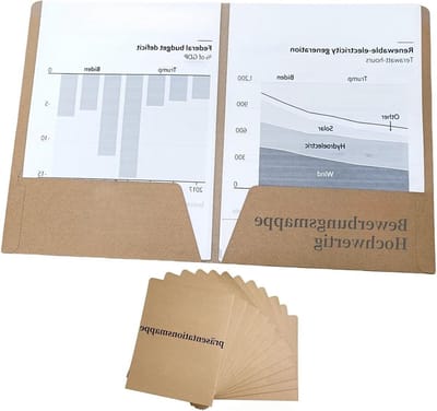 Professionele presentatie mappen set van 6 A4 kartonnen mappen met 2 visitekaartjeslots en stevige opbergcapaciteit