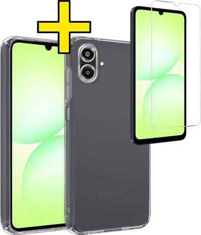 Hoesje - Met Screenprotector - Geschikt voor Samsung Galaxy A07 - Sterk & Shockproof - Back Cover - Siliconen Case - Telefoon Hoes - Telefoonhoesjes - Transparant