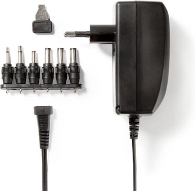 Nedis Universele AC-Stroomadapter - 27 W - 3 / 4.5 / 6 / 7.5 / 9 / 12 V DC - 1.80 m - 2.25 A - 6 plug(s) - Zwart