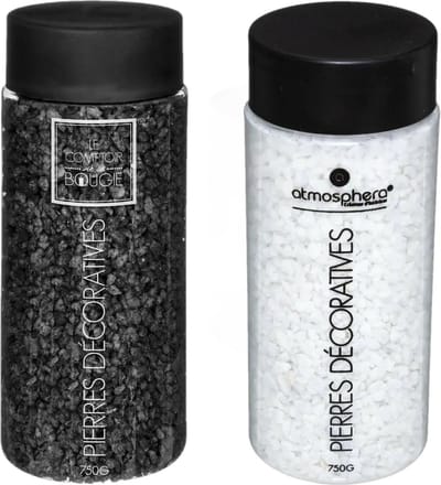 Atmosphera Decoratie steentjes - 2x potjes - wit en zwart - 750 gram - Steenkorrels - hobby vulmateriaal - aquarium en potten