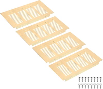 Set van 4 Rechthoekige Ventilatie Roosters voor Kast, Aluminiumlegering, 200x100 mm, Goudkleurig