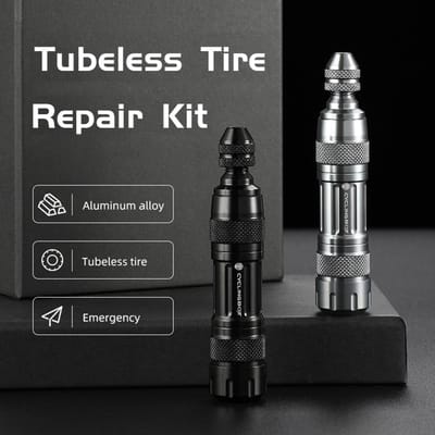 Kit de réparation de pneu de vélo tubeless Outil de réparation de pneu sous vide ultraléger en alliage d'aluminium pour VTT Automobile 3 Réparations noir