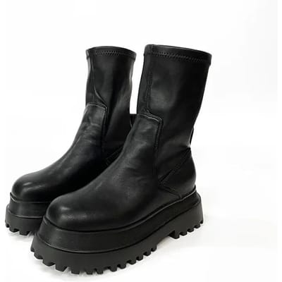 Hiver Talons à Plateforme Épais Bottes Longues Bout Rond Fermeture Éclair Semelle Épaisse Mode Femme Hiver Bottes Hautes pour Femmes Chaussures pour Femmes 35 black