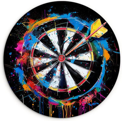WallCircle® Wandcirkel 120x120 cm - Muurcirkel Graffiti - Sport - Darten - Dartbord - Pijl - Hobby - Kinderkamer - Muurdecoratie woonkamer - Wanddecoratie cirkel slaapkamer - Kamer decoratie accessoires - Ronde schilderijen binnen