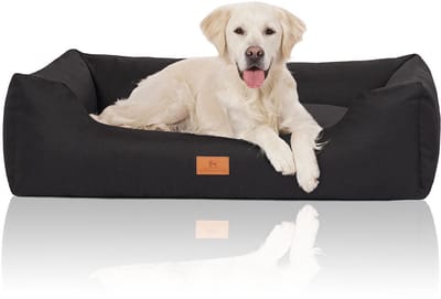 Knuffelwuff Hondenbed Lotte van velours met fijn handgeweven karakter XL 105 x 75cm zwart