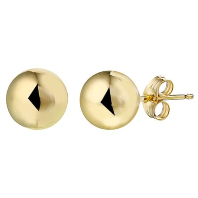 Lucardi Dames Oorbellen bol 6 mm - Oorbellen - Cadeau - 14 Karaat Goud - Geelgoud