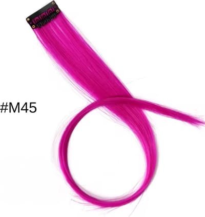 2 x Clip in Hairextension STIJL 45cm - DONKER ROZE - #M45 - nephaar - Hair extension | haar extensie- carnaval haar - gekleurde extensions - extensions met clip - Donker Roze - nep haar