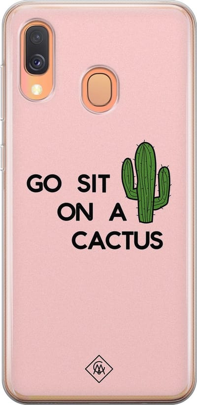 Casimoda® hoesje - Geschikt voor Samsung A40 - Go Sit On A Cactus - Backcover - Siliconen/TPU - Roze