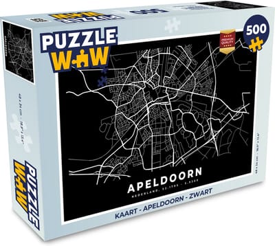 Puzzel Kaart - Apeldoorn - Zwart - Legpuzzel - Puzzel 500 stukjes