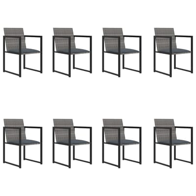 vidaXL - 9-delige - Tuinset - met - kussens - poly - rattan - grijs