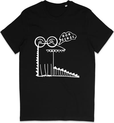 Grappig T Shirt Heren Dames - Krokodil Onzin Nonsense - Zwart - Maat XS