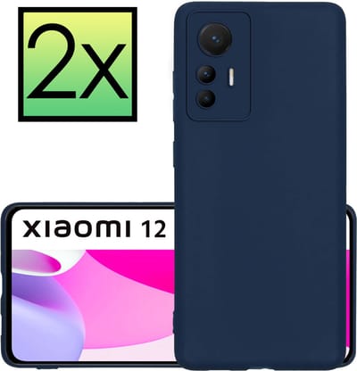 Hoesje - 2 Stuks - Geschikt voor Xiaomi 12 Lite - Sterk & Shockproof - Case Siliconen - Back Cover - Telefoon Hoes - Donkerblauw