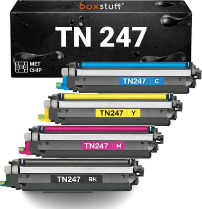 Boxstuff toner geschikt voor Brother TN-247 / TN-243 multipack (4 stuks CMYK) – TN247 TN243CMYK – voor DCP-L3510CDW DCP-L3550CDW HL-L3210CW HL-L3230CDW HL-L3270CDW MFC-L3710CW MFC-L3730CDN MFC-L3750CDW MFC-L3770CDW