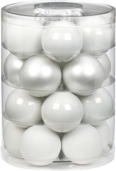 20x stuks glazen kerstballen elegant wit mix 6 cm glans en mat - Kerstboomversiering/kerstversiering