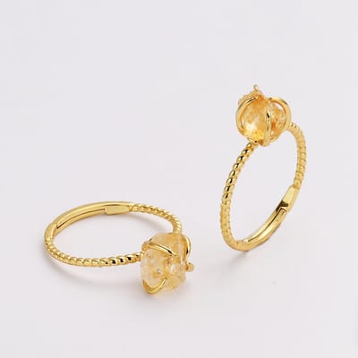 Gouden Ring Dames – Cadeau voor vrouwen – Verstelbare Ring met Citrien Edelsteen – Starlyte