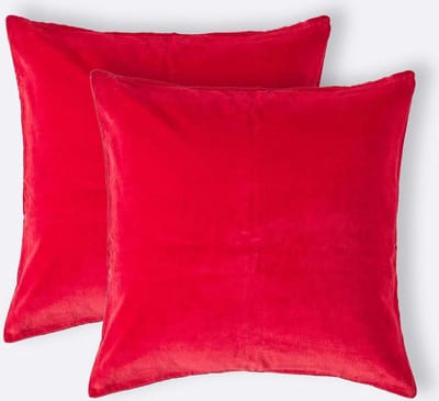 Homescapes fluwelen kussenhoes set van 2 in rood, 40 x 40 cm