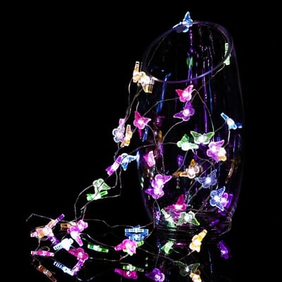 Dailygoods- Lichtsnoer 20 LEDs - Vlinderlichtsnoer - Lichtslinger Buiten - Decoratieve Lamp - Tuinverlichting - Flexibel Koperdraad 2 m - Lichtketting