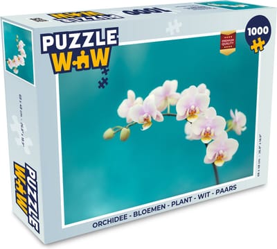 Puzzel Orchidee - Bloemen - Plant - Wit - Paars - Legpuzzel - Puzzel 1000 stukjes volwassenen