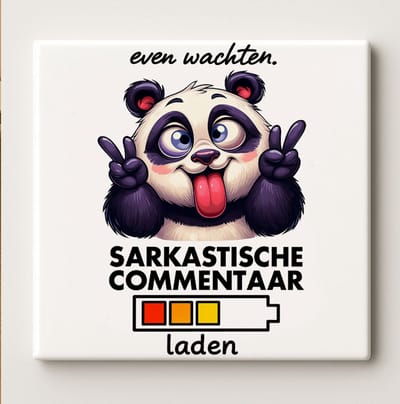 Sarkastische Commentaar Laden Grappige Panda Keramische Tegel 15x15 cm – Humoristische Wanddecoratie & Kantoorcadeau