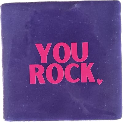 Hippe tegeltje met tekst: You Rock | Donkerpaars met neon roze | Hippe Spreuktegel | Complimenten cadeau | Hart onder de riem cadeau | Moederdag | vaderdag | BFF | Complimentendag | Origineel cadeau | Geslaagd | Nieuwe baan uitdaging