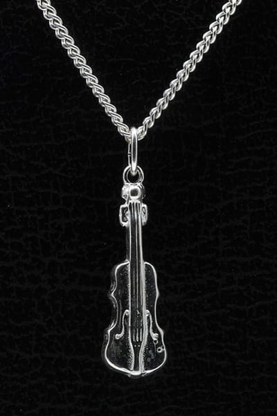 Zilveren Viool ketting hanger