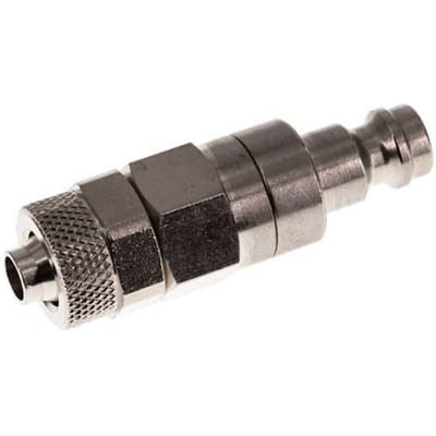 Vernikkeld Messing DN 5 Luchtkoppeling Insteeknippel 6x8 mm Push-On Double Shut-Off - CLP5-N-BN-SV-6