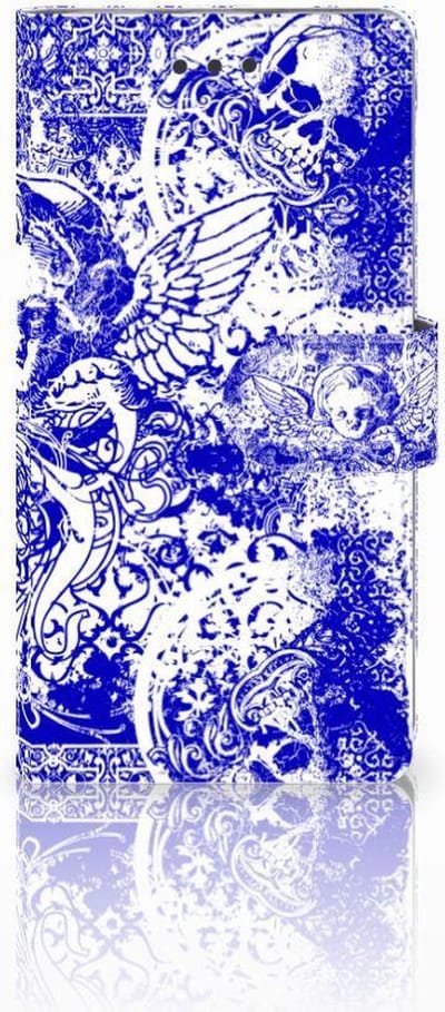 Telefoonhoesje met Naam Huawei Ascend P8 Lite Angel Skull Blauw