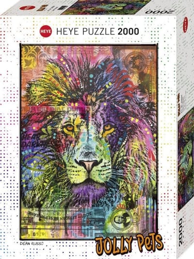 Liggend Leeuwen Hoofd Puzzel 2000 Stukjes - Dierenschilderij in Kleurrijk Design