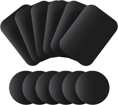 Metalen plaat 12-pack voor magnetische telefoon Autohouder Montagestandaard, universele vervangende dunne metalen plaat met lijm voor telefoonmagneet - 6 ronde en 6 rechthoek