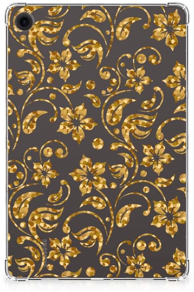 Samsung Galaxy Tab A9 Plus Siliconen Hoesje Gouden Bloemen