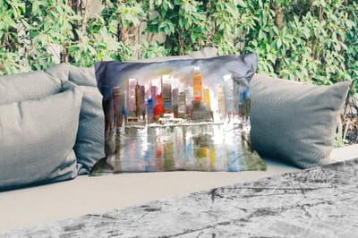Buitenkussens - Schilderij - Olieverf - Skyline - Water - 60x40 cm - Weerbestendig