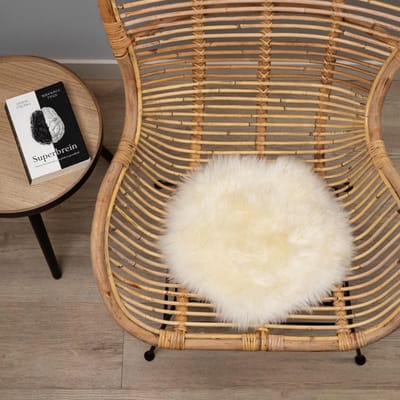 WOOOL Schapenvacht Chairpad - Classic Wit (38cm) ROND - Stoelkussen - 100% Echt - Eenzijdig