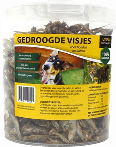 Gedroogde Visjes Hond Kat UTOPIA - Hypoallergeen, Glutenvrij - 1.2 Liter