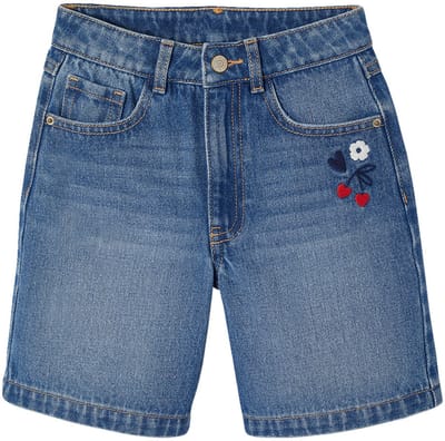 Vertbaudet Bermuda jeans met geborduurde bloemen