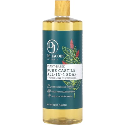 Dr. Jacobs Naturals, Botanical Pure Castile All-in-One Soap, Peppermint Essential Oil, 32 oz (946 ml)