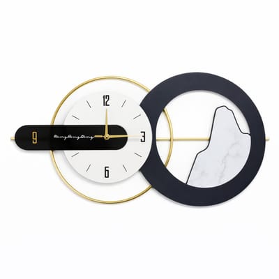 Luxaliving Wandklok Metaal-Design Wandklok – Goud & Zwart – Stil Uurwerk – 70 x 40 cm