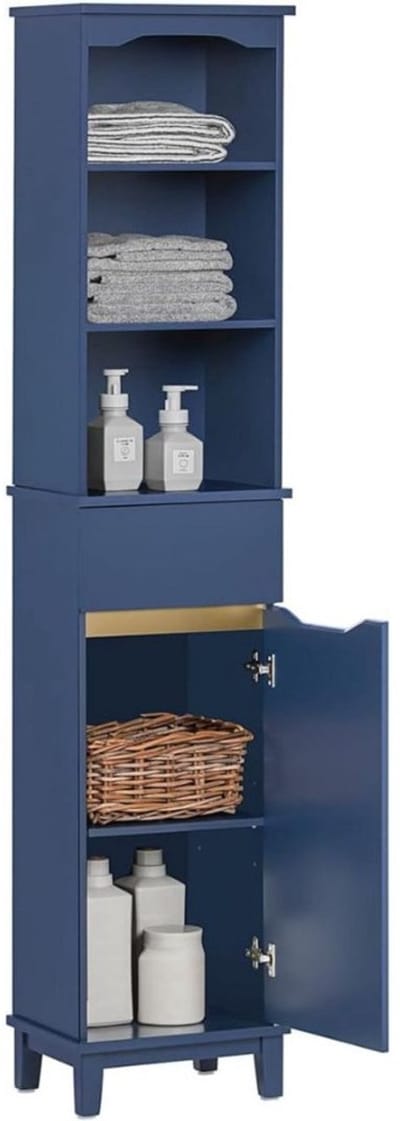 MKSS® Kolomkas Staand - Opbergkasten met Deuren - Hoge Kast - 30x35x170cm - Blauw