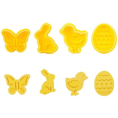 4 stuks/set Plastic Uitstekers Schattige Vlinder Konijn Kuiken Paasei Vorm Fondant Uitsteker Koekje Cake geel