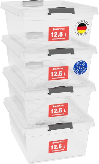 Transparante Opbergdozen met Deksel - Voedselveilig en Stapelbaar - Set van 4 - Multifunctionele Kleding- en Speelgoedboxen