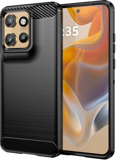Geborsteld TPU Hoesje Geschikt voor Motorola Edge 50 Neo | Beschermhoes | Back Cover | Flexibel TPU | Stijlvol Carbon | Dun | Zwart