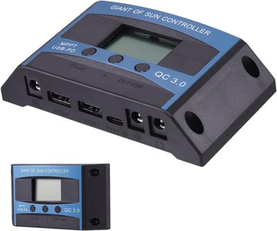 Zonne Laadregelaar - Paneel Regelaar - Energie Beheer - Geavanceerde PWM Technologie - 12V 24V - Blauw