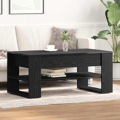 vidaXL - Salontafel - Zwart - Eiken - 102 - x - 55 - x - 45 - cm - Bewerkt - hout